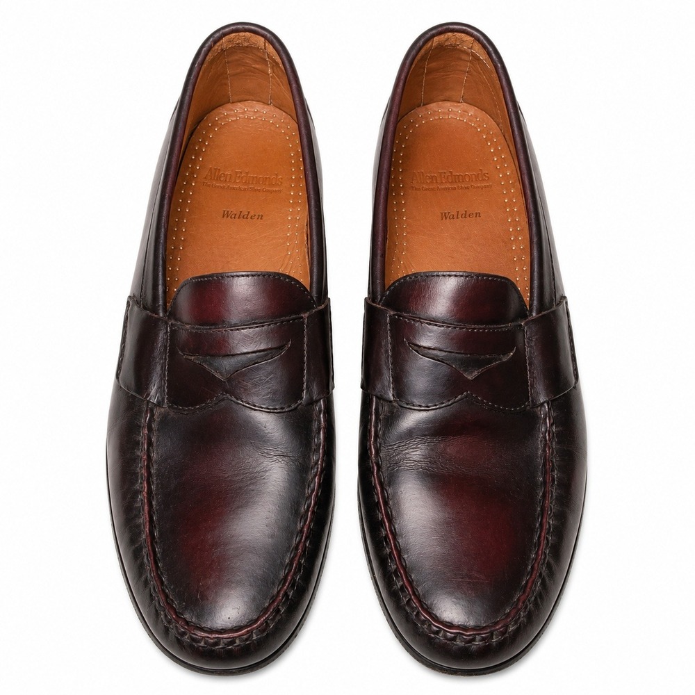 Allen Edmonds Walden Penny Loafers Mens Size 11.5 D Width Burgundy Leather USA - Picture 2 of 8
